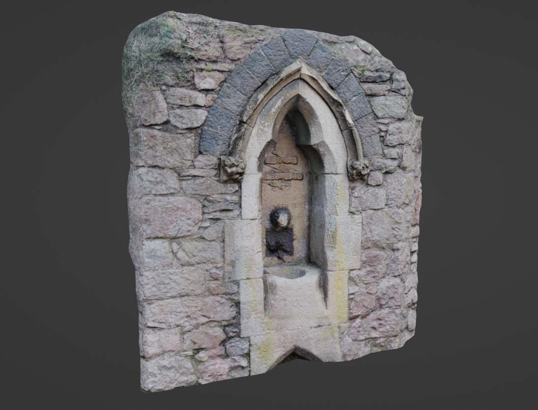 Stone Font Gothic Fountain Photo-Scan Low-poly 3D model_1