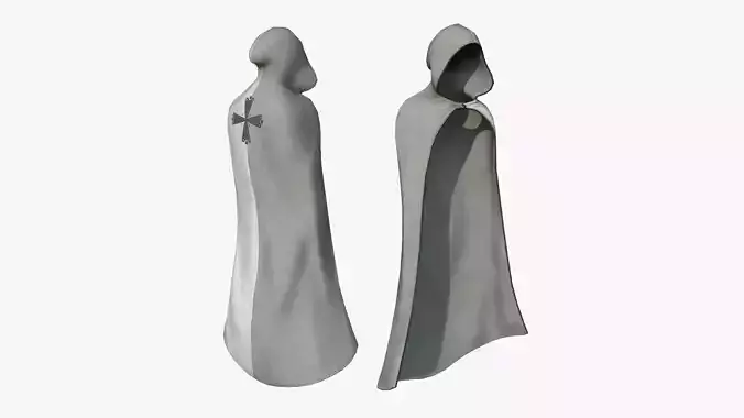 Medieval Cloak A08 White Gray - Fantasy Character Design Low-poly 3D model