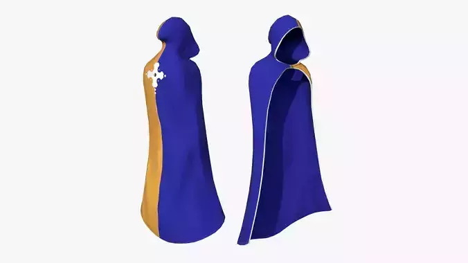 Medieval Cloak A09 Blue Orange - Fantasy Character Design Low-poly 3D model
