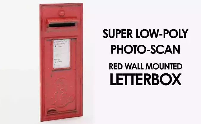 Red Letterbox Wall Mounted Mailbox Photo-Scan Low-poly 3D model