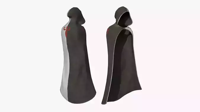 Medieval Cloak A10 Black White - Fantasy Character Design Low-poly 3D model