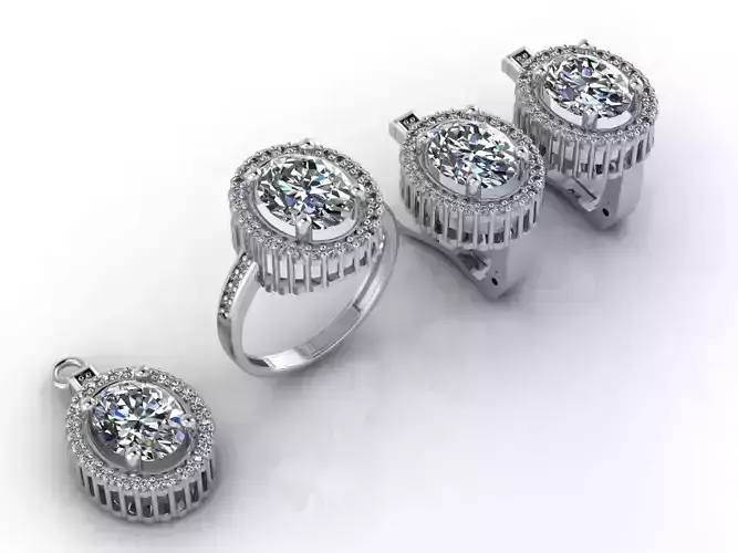 Mini Set Ring Pendant Earrings STL 3DM Womens Jewelry