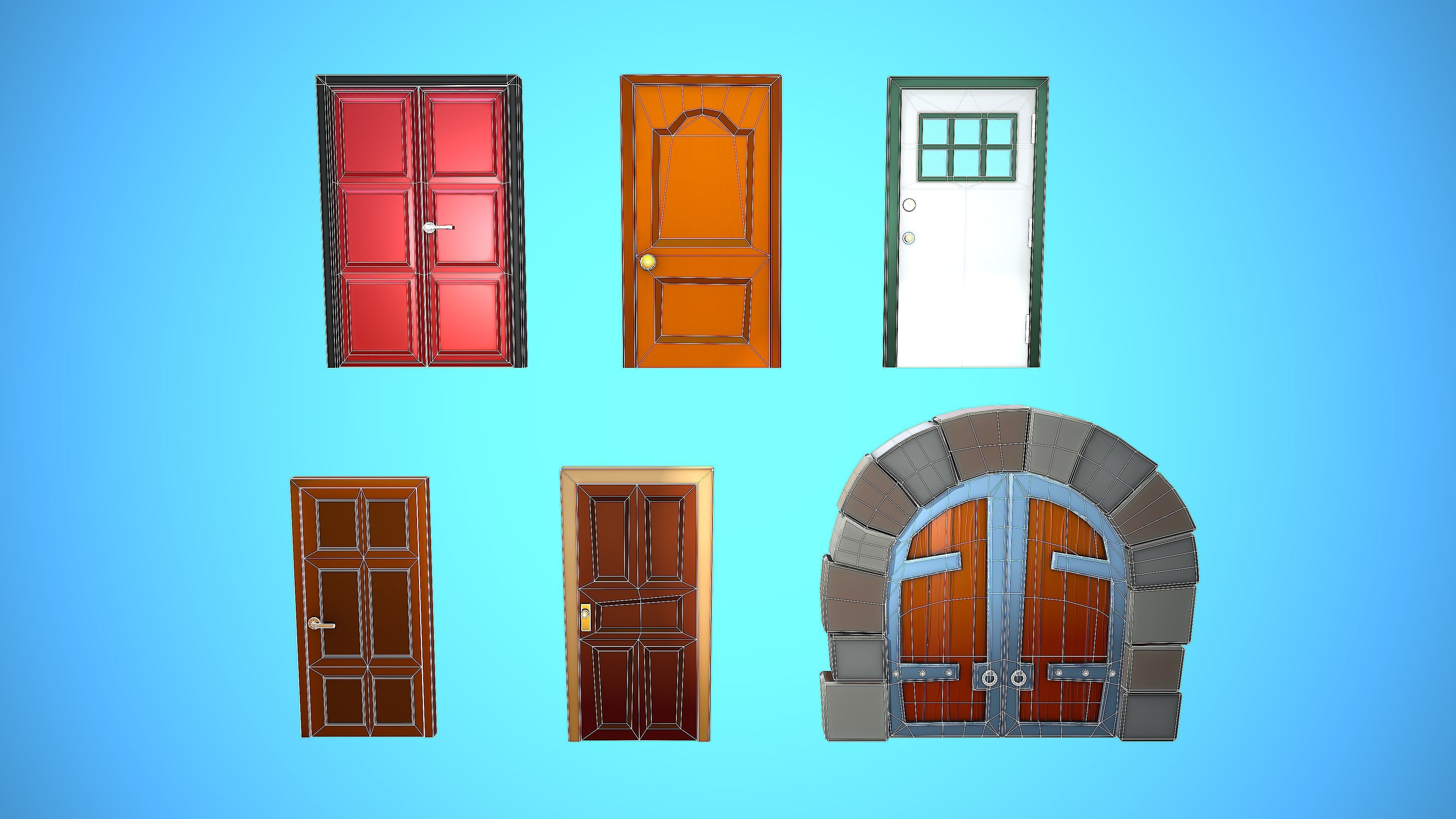 DOOR PACK CARTOON STYLIZED 3D Model Collection_14
