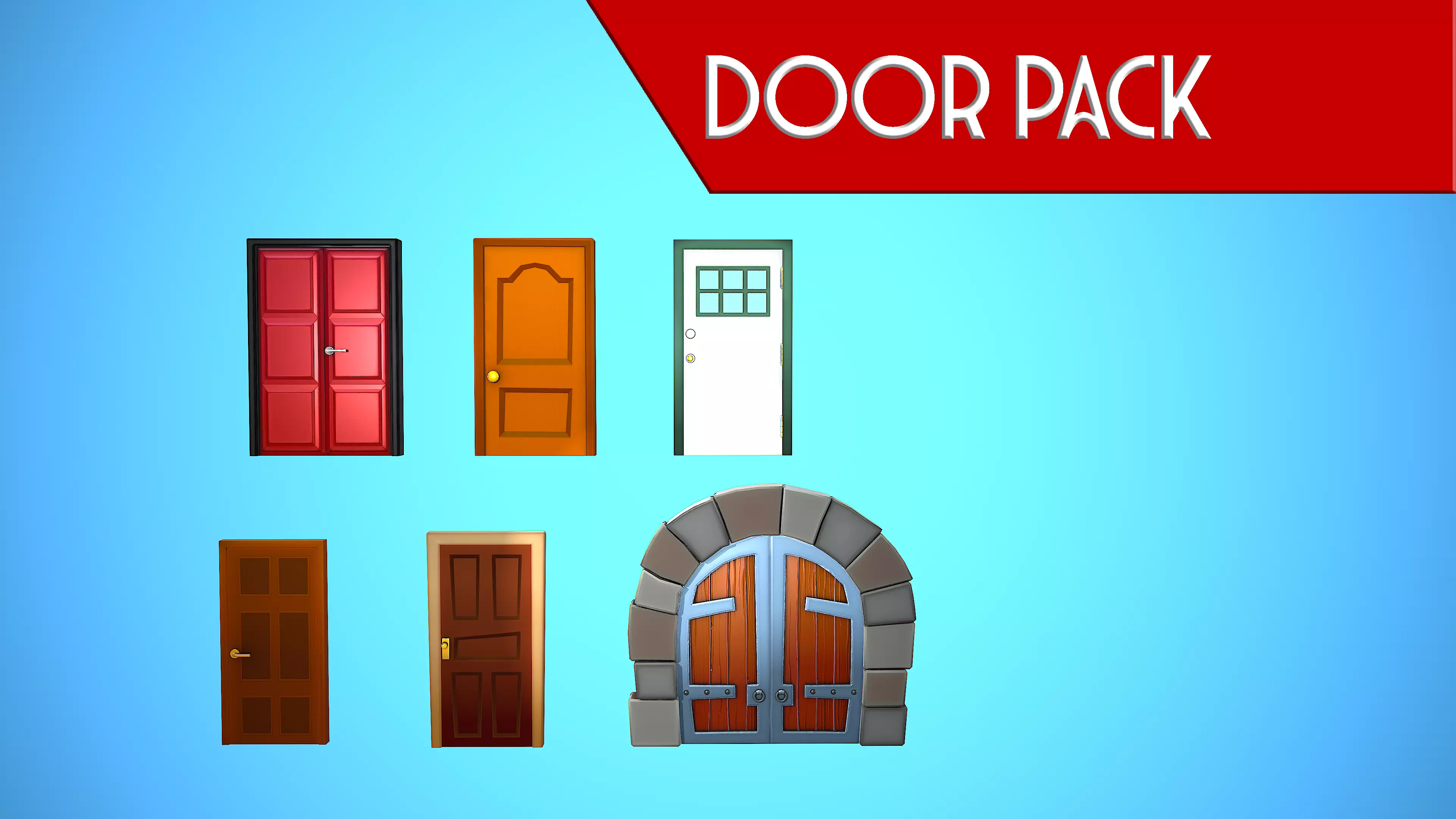 DOOR PACK CARTOON STYLIZED 3D Model Collection_0
