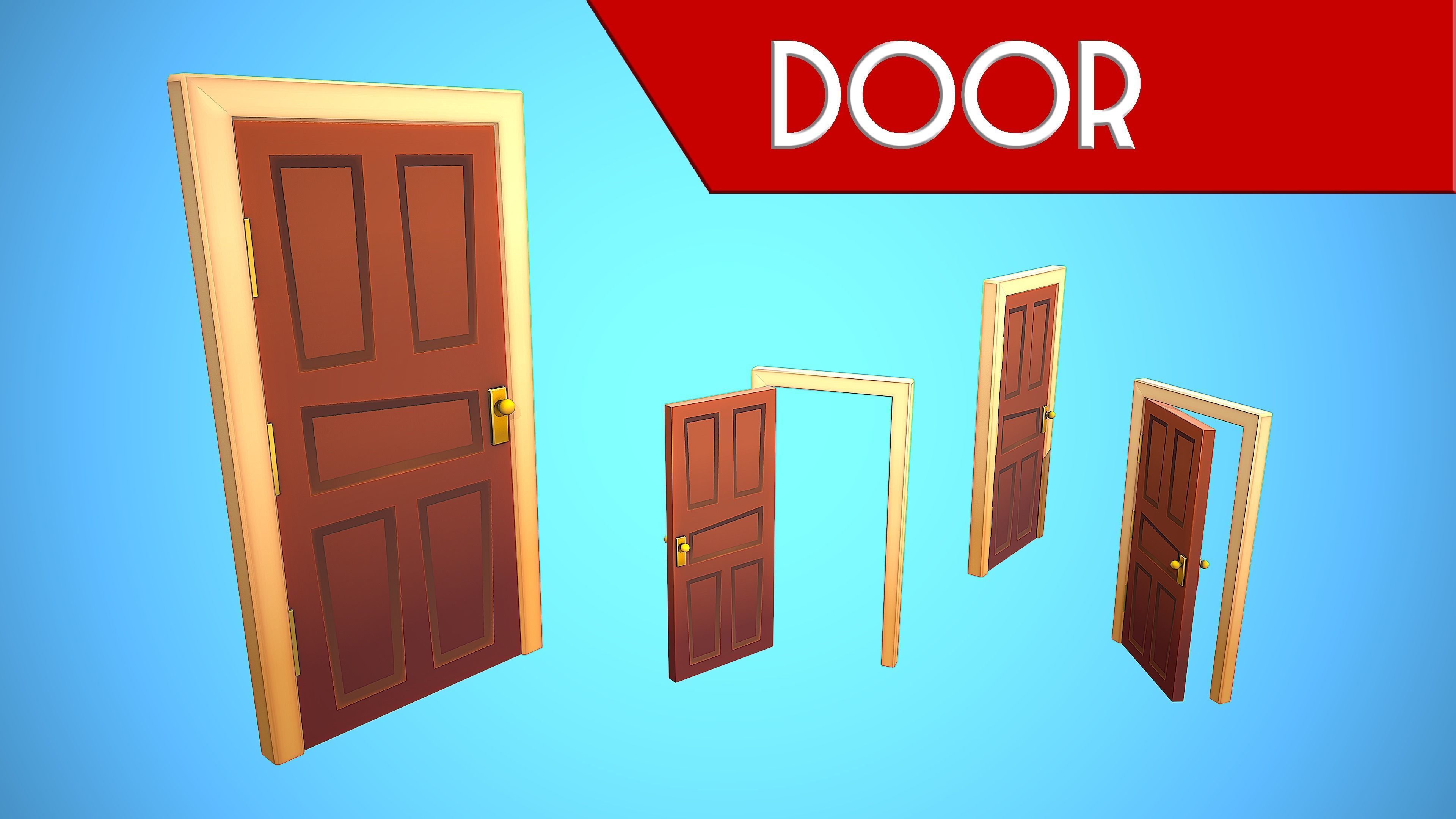 DOOR PACK CARTOON STYLIZED 3D Model Collection_29