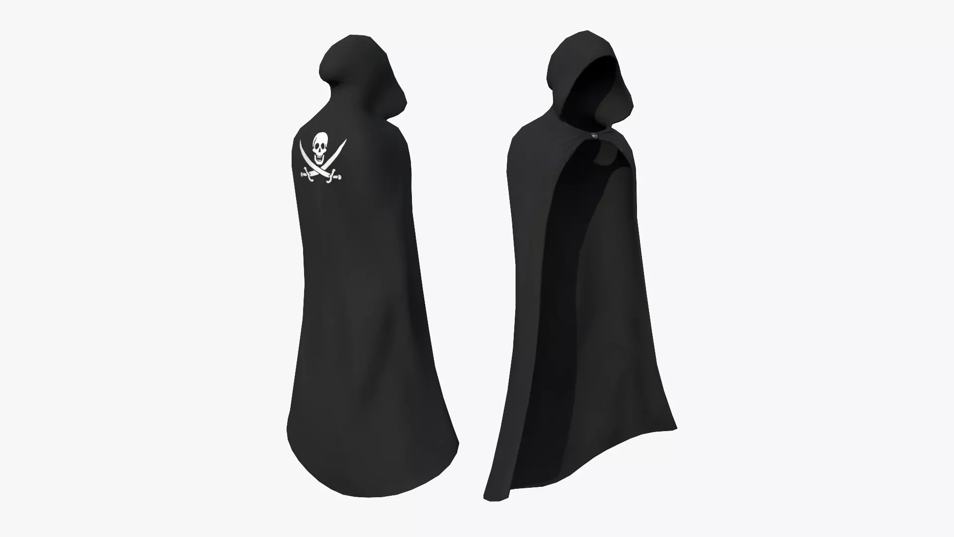 Medieval Cloak A13 Black Pirate - Fantasy Character Design Low-poly 3D model