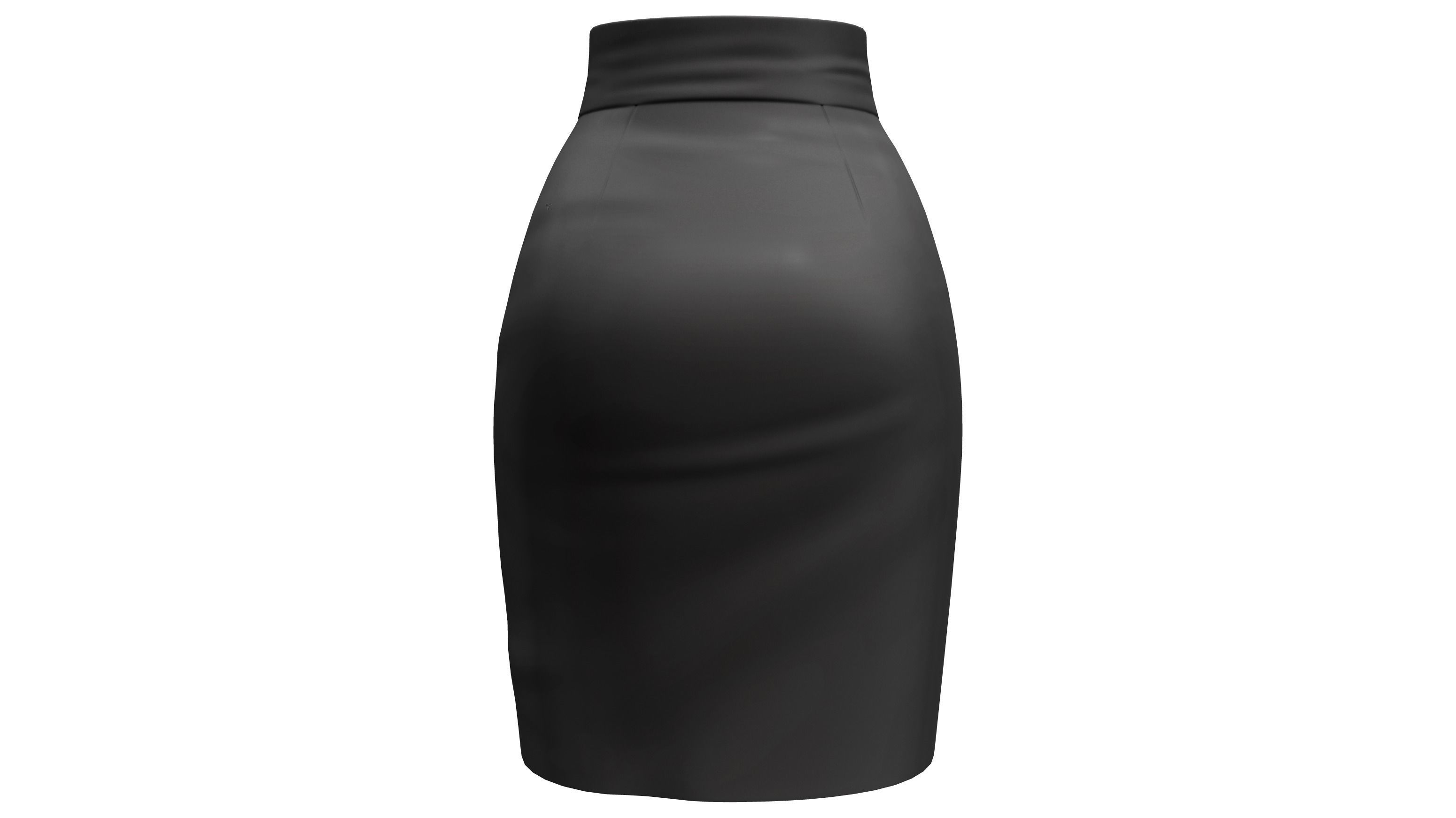 Black High Waist Skirt With Front Ruffled Trim Low-poly 3D model_4