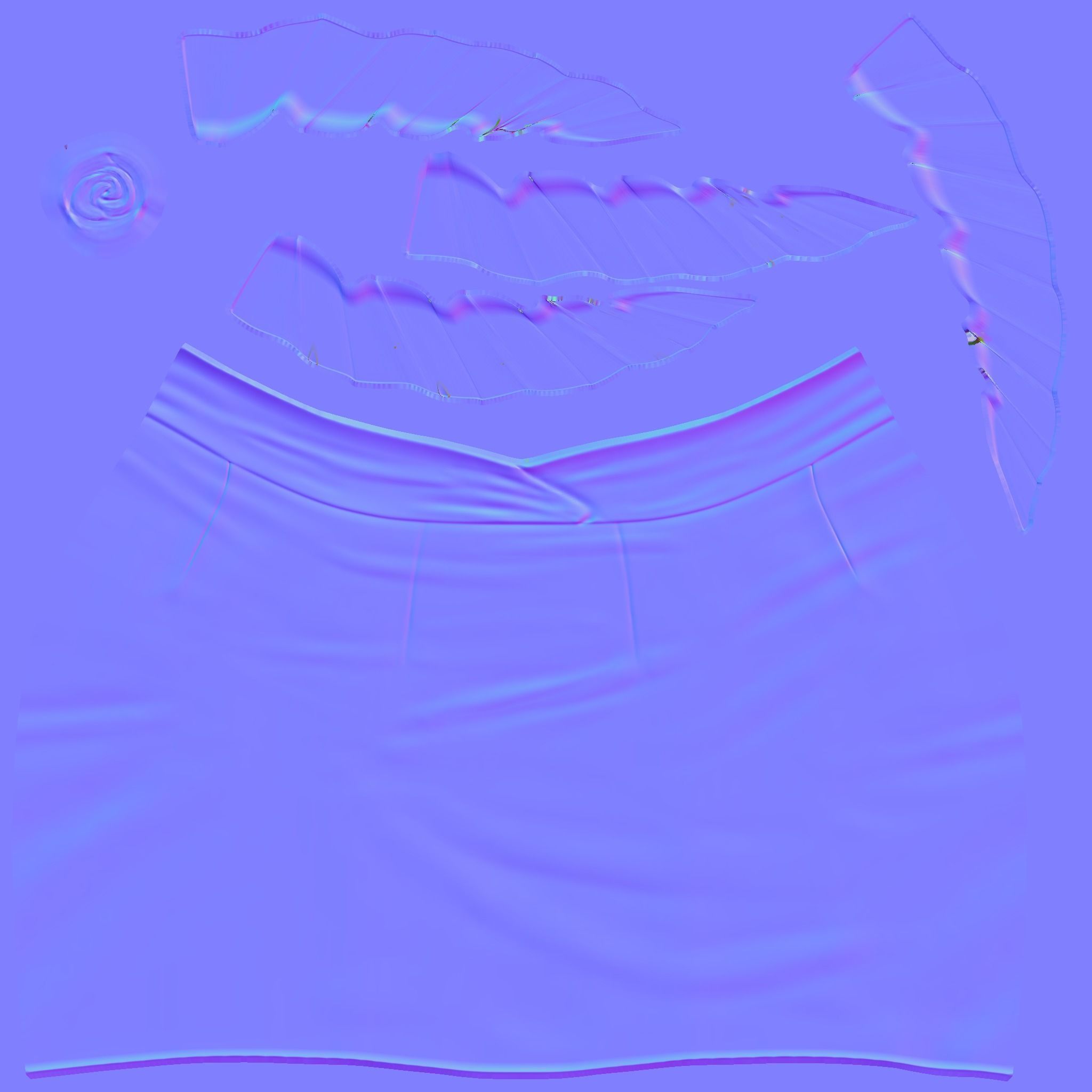 Black High Waist Skirt With Front Ruffled Trim Low-poly 3D model_9