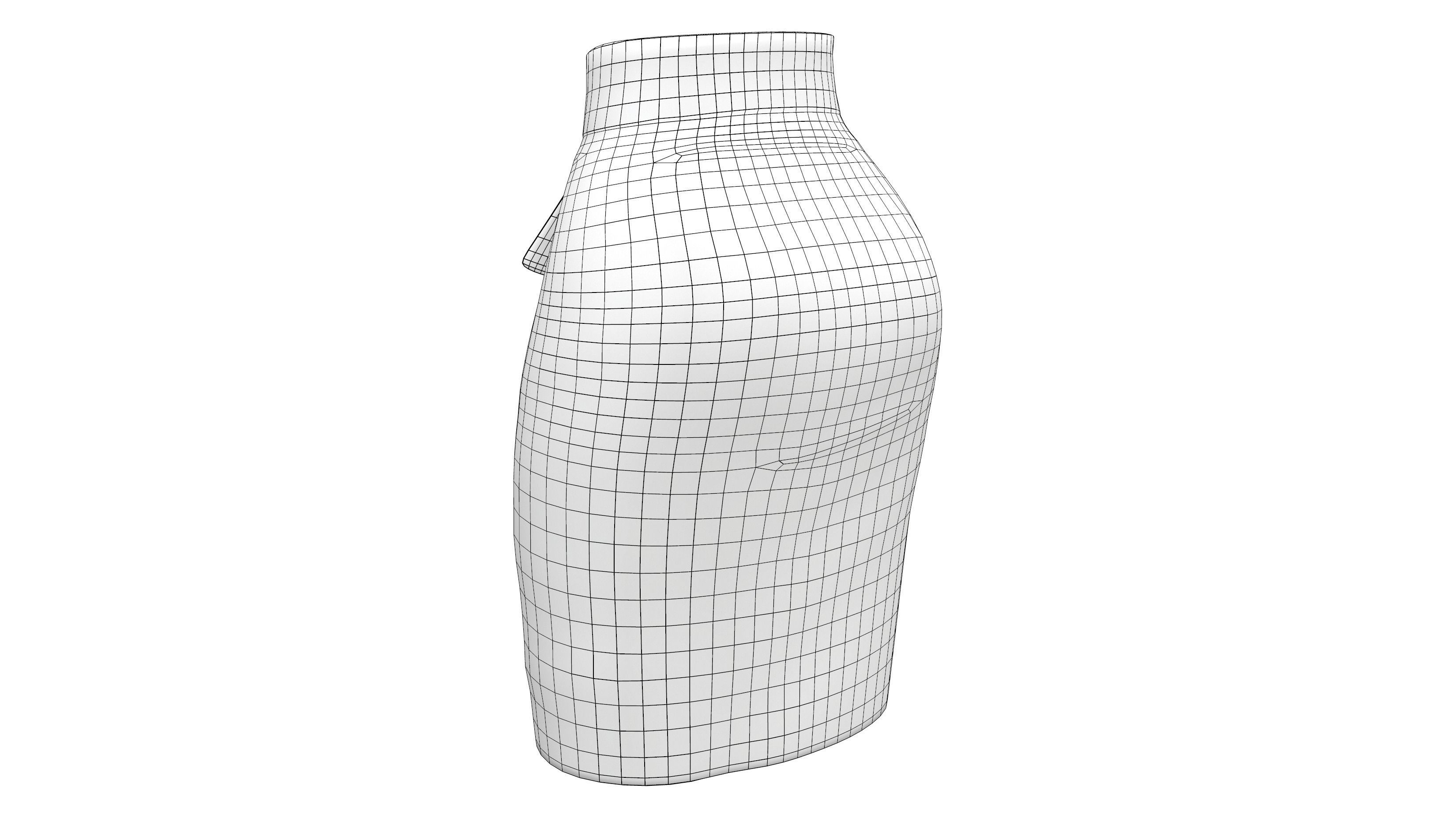 Black High Waist Skirt With Front Ruffled Trim Low-poly 3D model_6