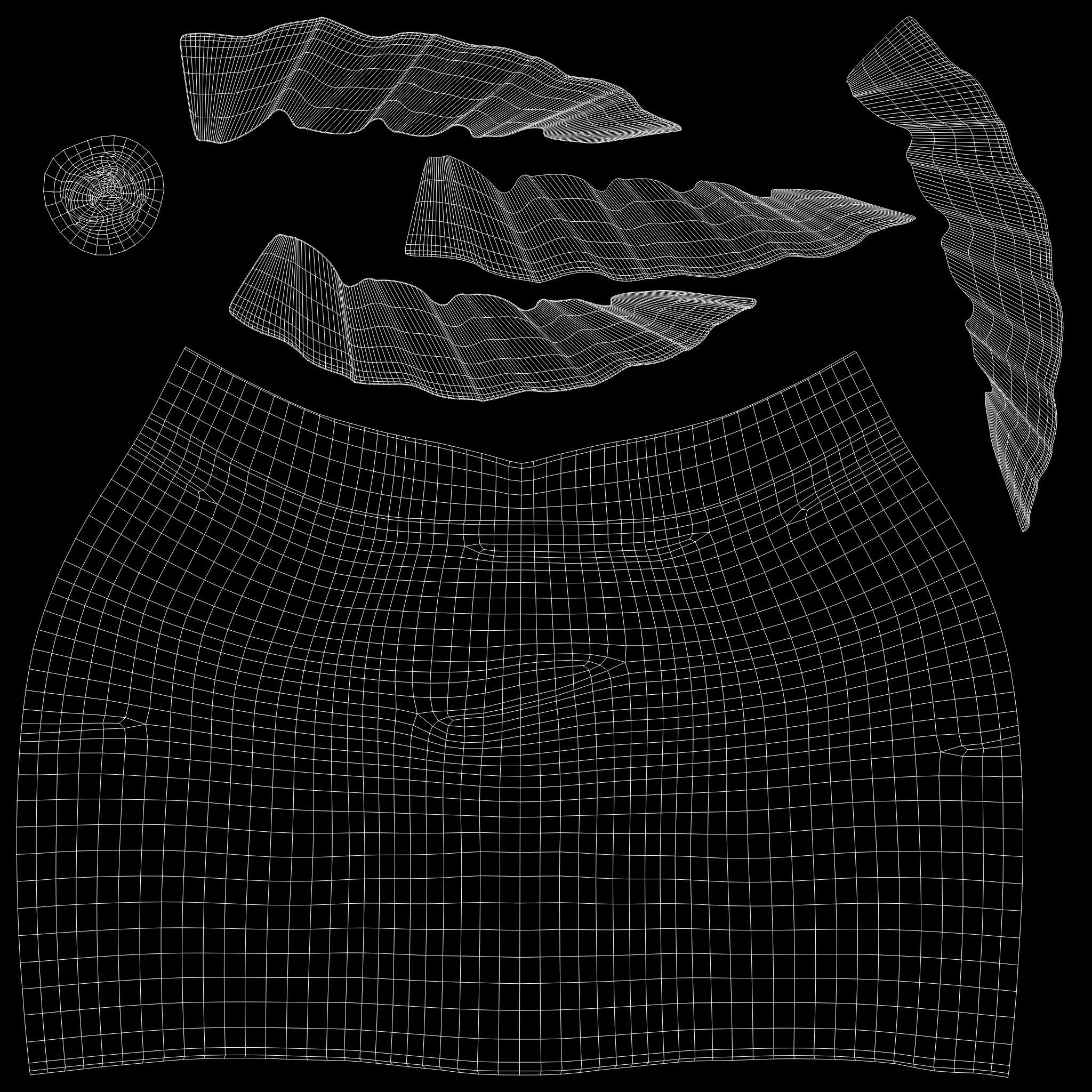 Black High Waist Skirt With Front Ruffled Trim Low-poly 3D model_12