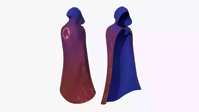 Medieval Cloak A17 Red Blue - Fantasy Character Design Low-poly 3D model