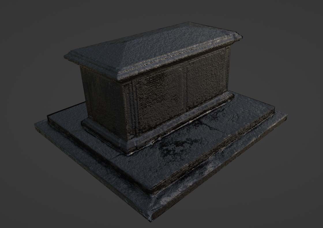 Tomb Grave Stone Sarcophagus Graveyard Cemetery Low-Poly Low-poly 3D model_2