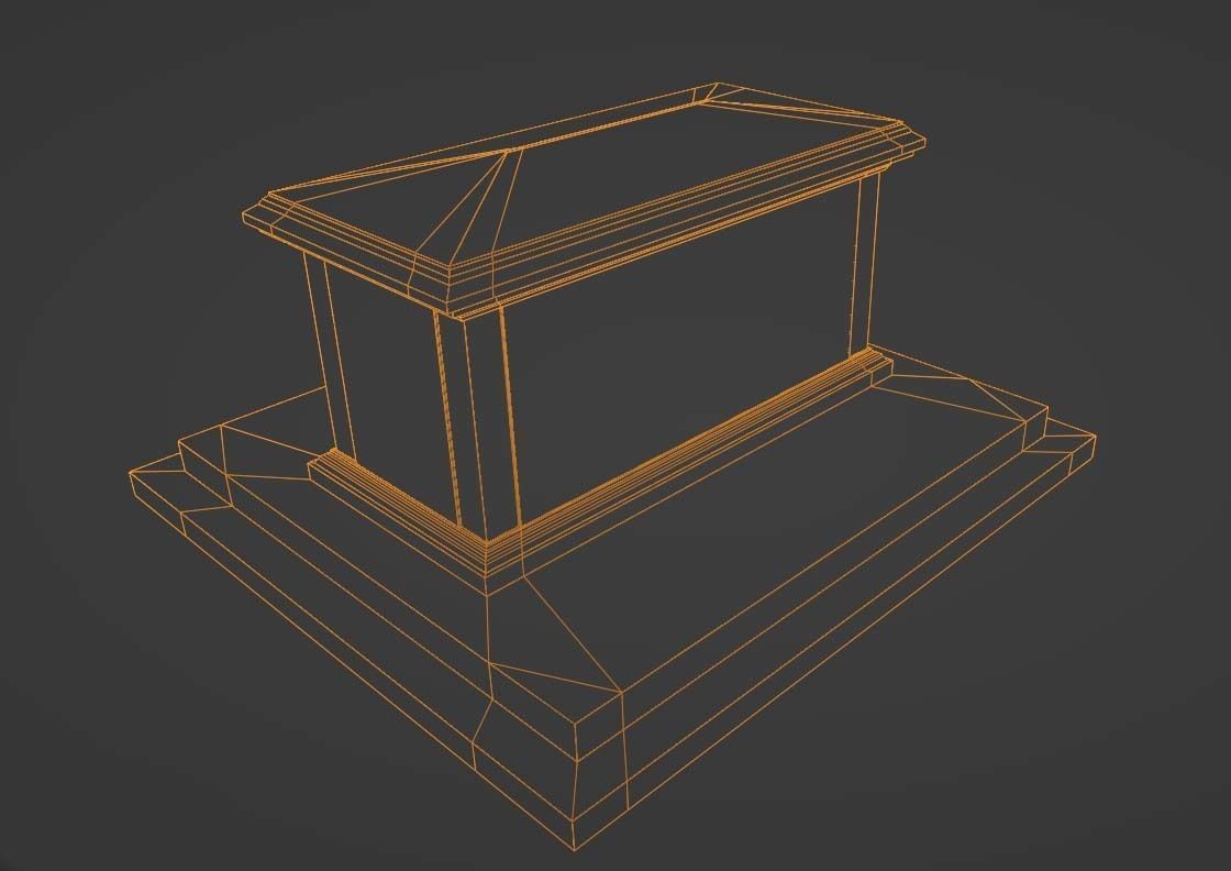 Tomb Grave Stone Sarcophagus Graveyard Cemetery Low-Poly Low-poly 3D model_4