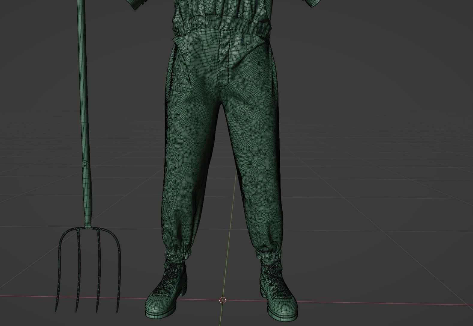 PBR 3D model - Farmer with fork - animation ready - 6x 4K UDIMs 3D model_14