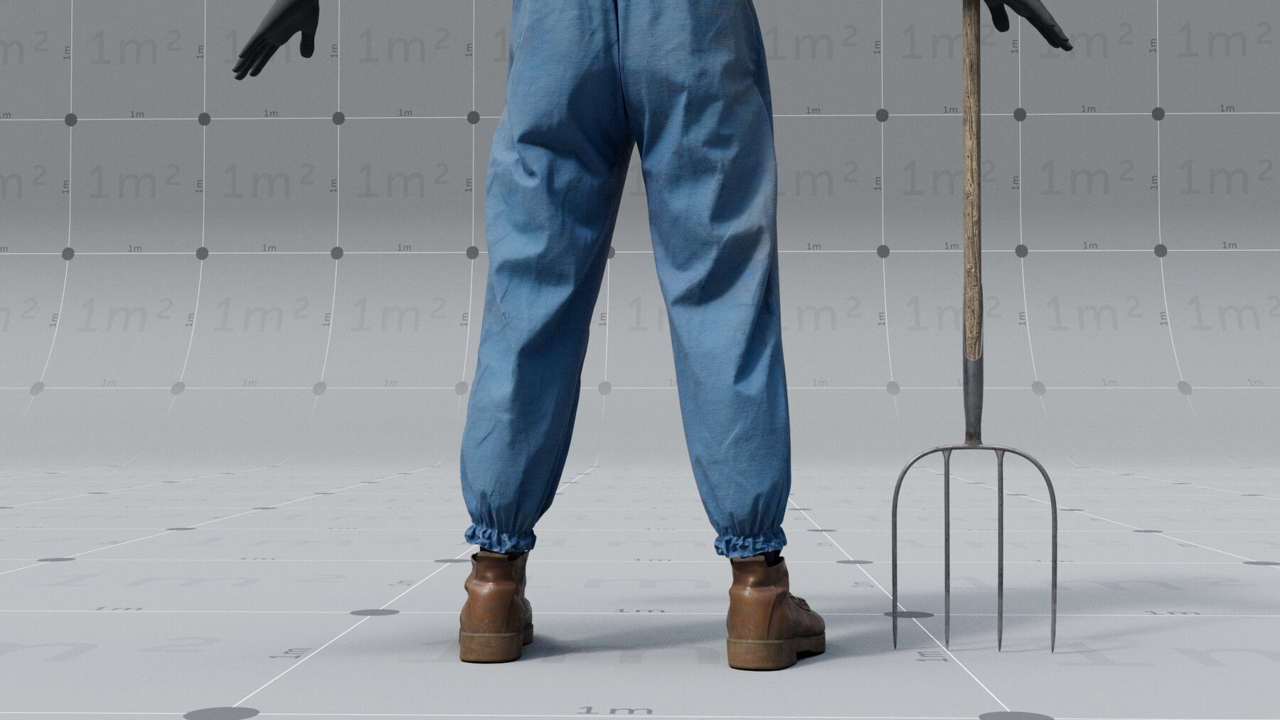 PBR 3D model - Farmer with fork - animation ready - 6x 4K UDIMs 3D model_9