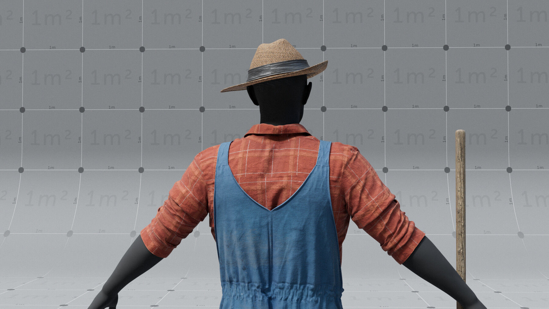 PBR 3D model - Farmer with fork - animation ready - 6x 4K UDIMs 3D model_6