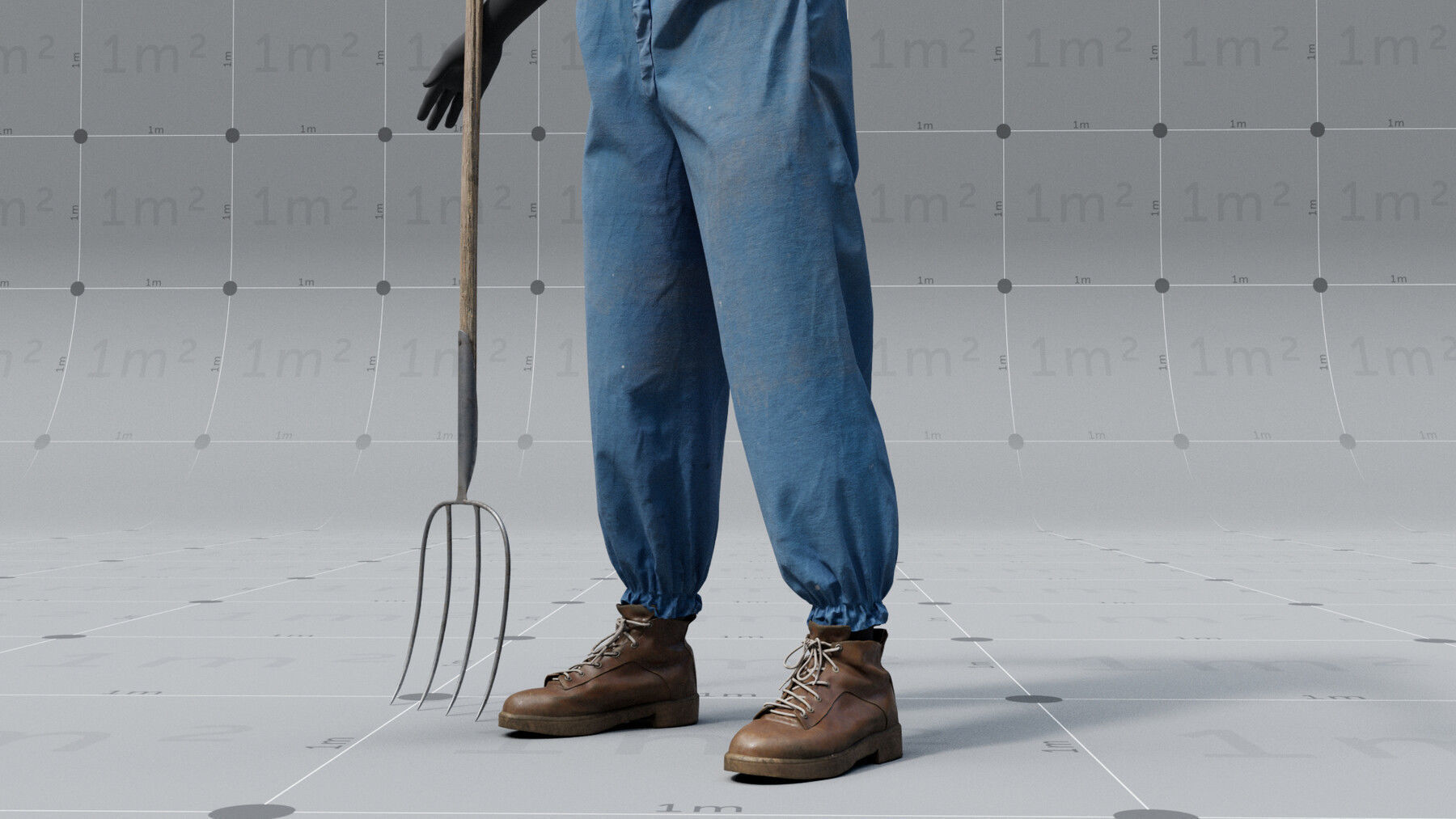 PBR 3D model - Farmer with fork - animation ready - 6x 4K UDIMs 3D model_10
