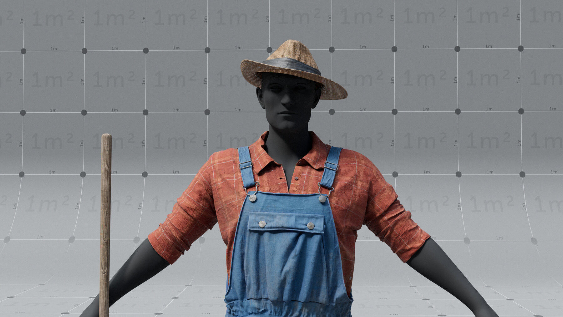 PBR 3D model - Farmer with fork - animation ready - 6x 4K UDIMs 3D model_5