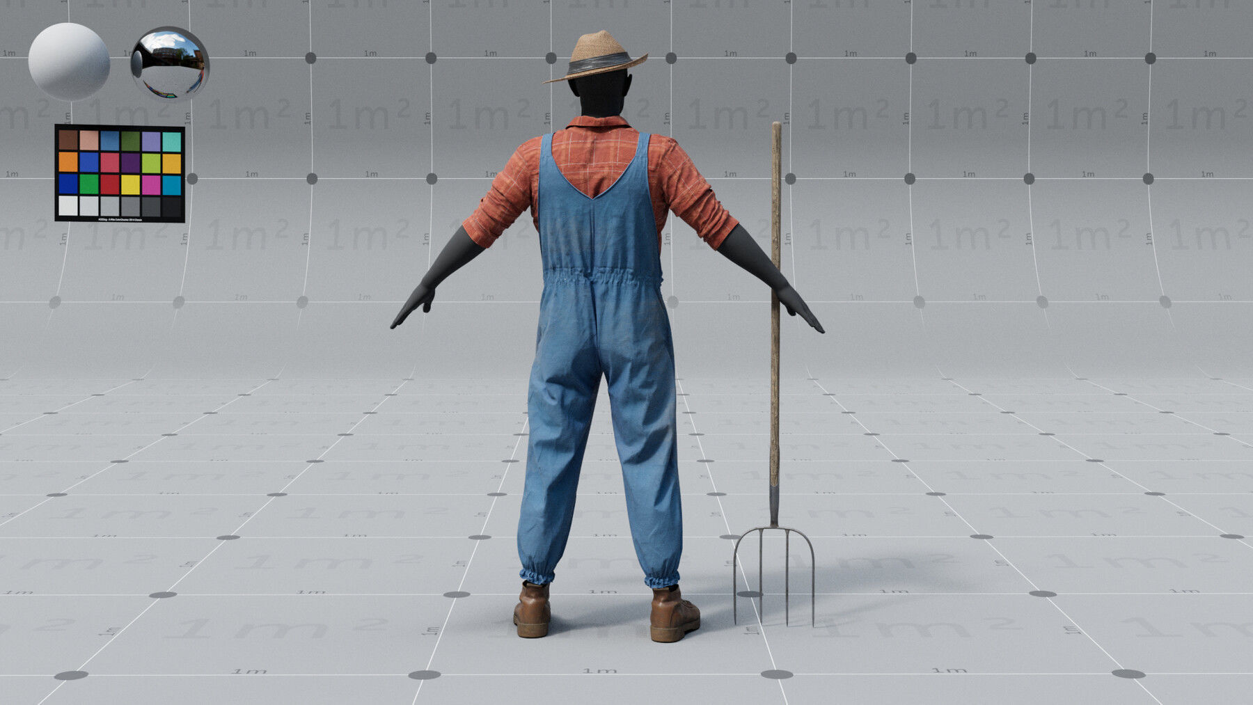 PBR 3D model - Farmer with fork - animation ready - 6x 4K UDIMs 3D model_2