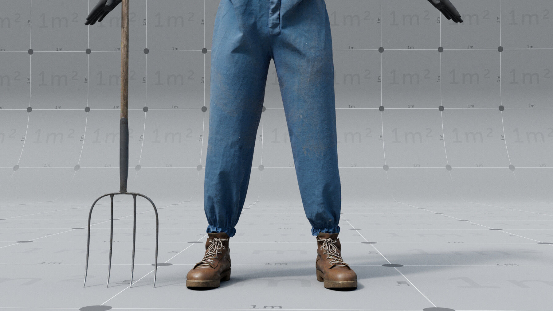 PBR 3D model - Farmer with fork - animation ready - 6x 4K UDIMs 3D model_8