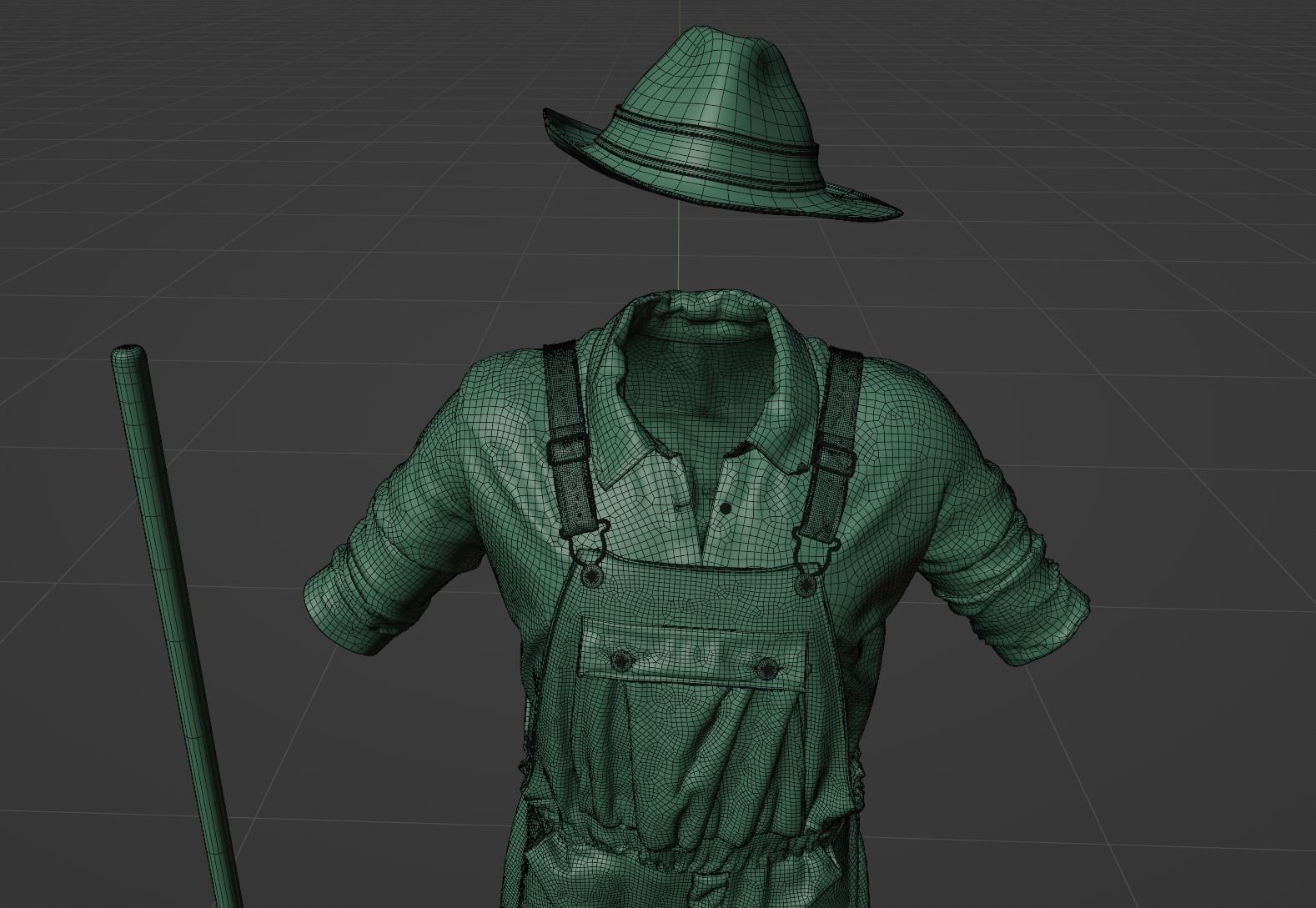 PBR 3D model - Farmer with fork - animation ready - 6x 4K UDIMs 3D model_11