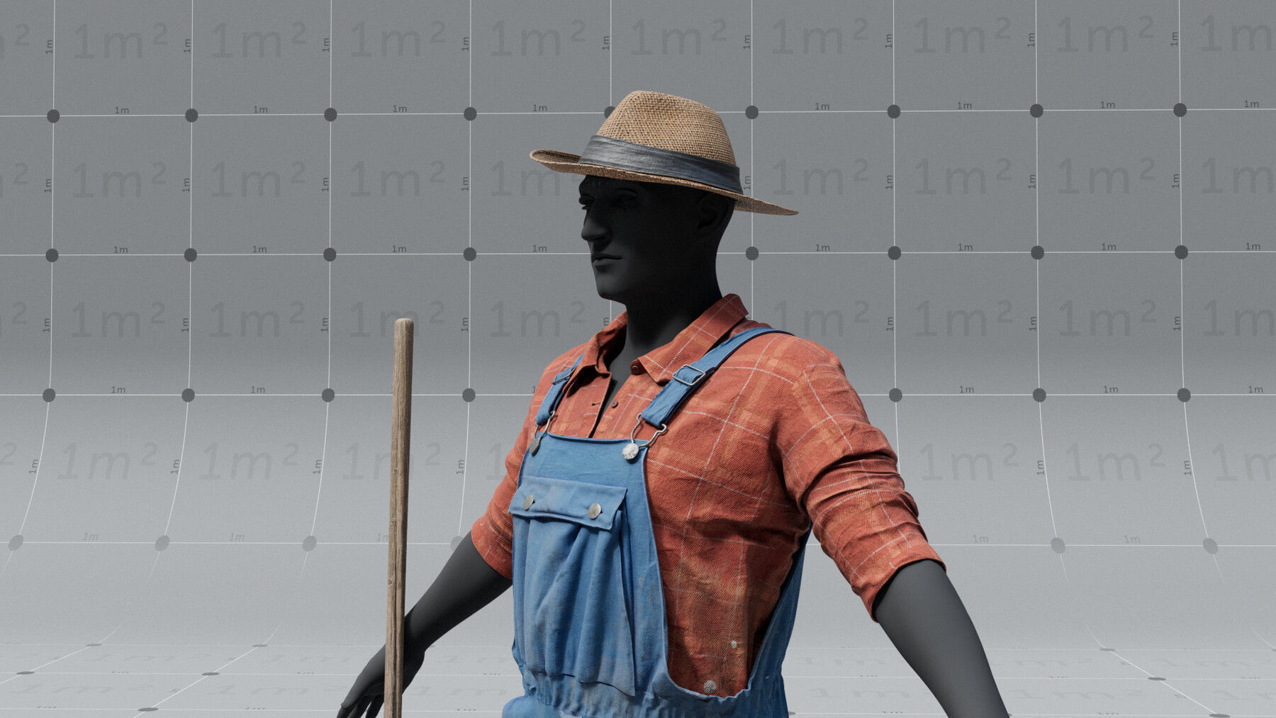 PBR 3D model - Farmer with fork - animation ready - 6x 4K UDIMs 3D model_7