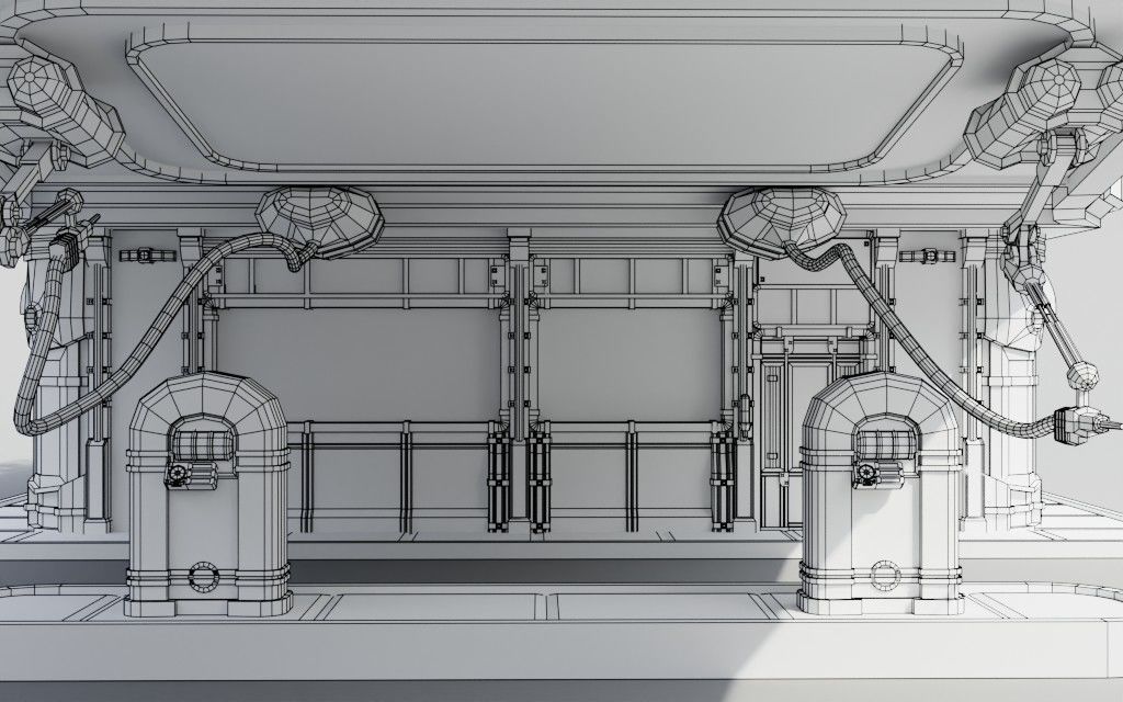 Low poly Red Rocket Station diorama Low-poly 3D model_23