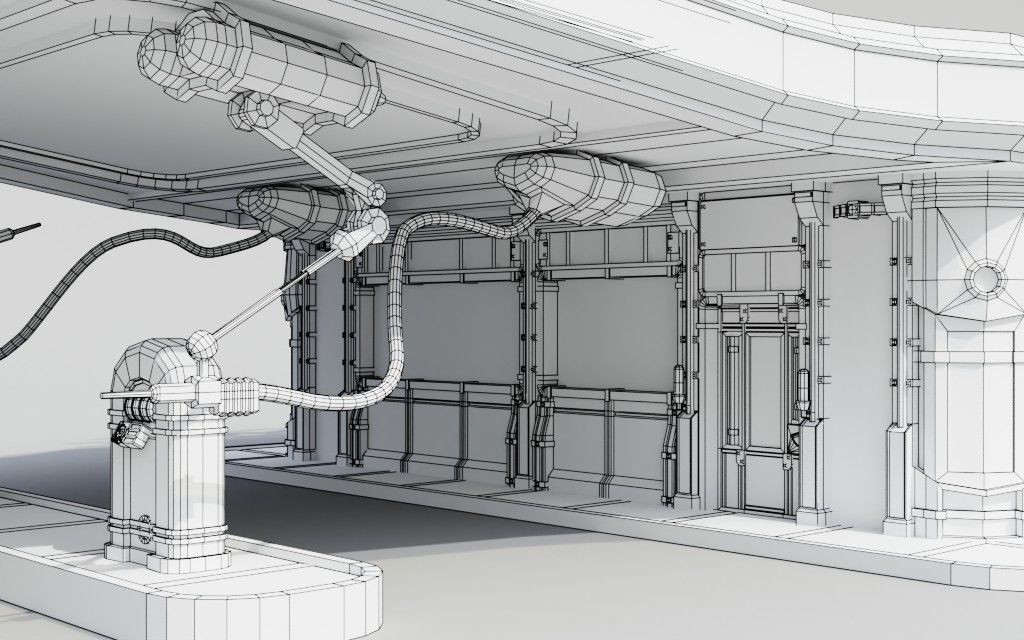 Low poly Red Rocket Station diorama Low-poly 3D model_24