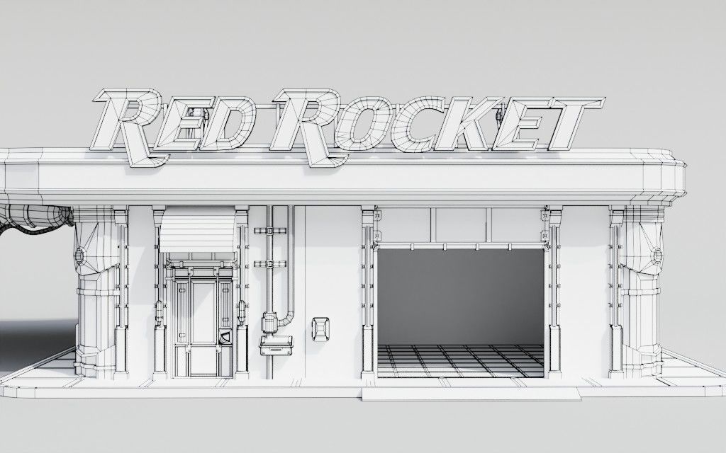 Low poly Red Rocket Station diorama Low-poly 3D model_21