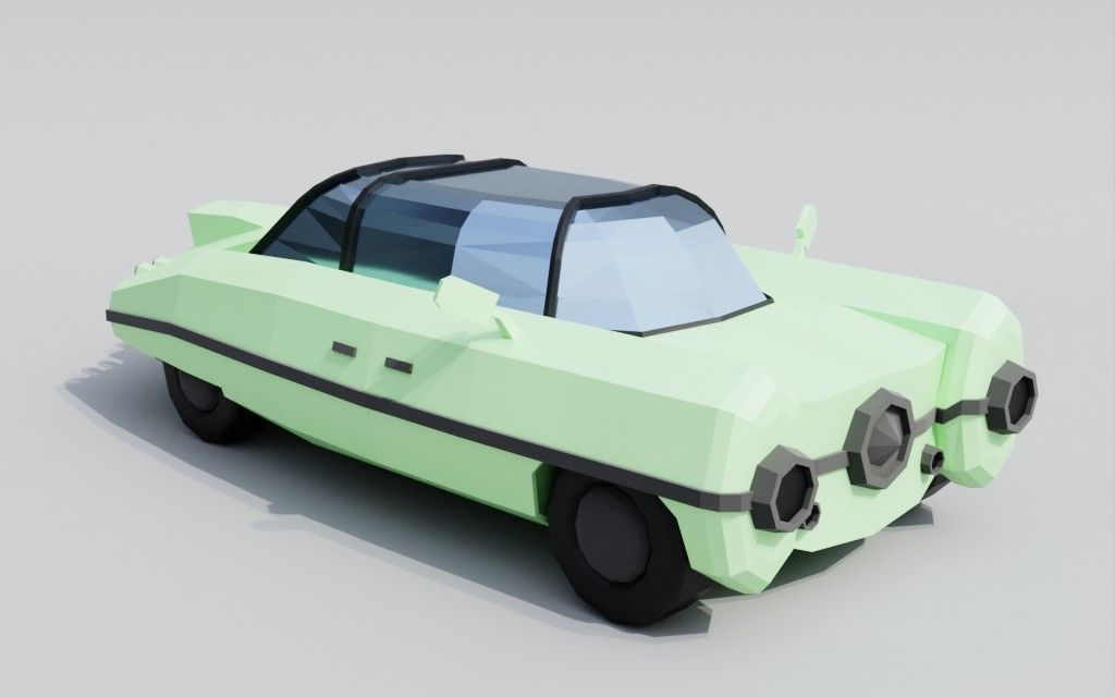 Low poly Red Rocket Station diorama Low-poly 3D model_18