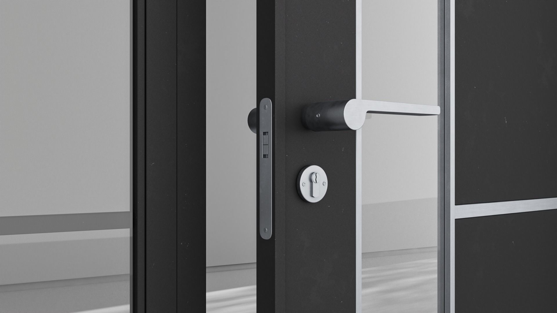 Aluminium door 150 3D model_4