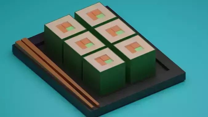 Sushi on tray with chopsticks