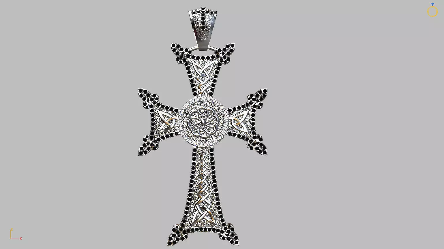 Pendant Celtic Cross Black Diamonds 70mm 3D print model