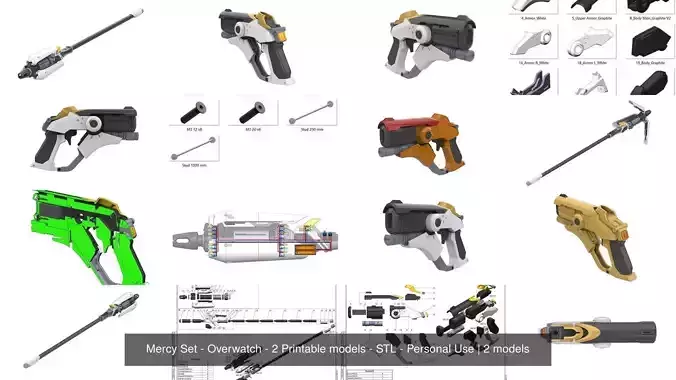 Mercy Set - Overwatch - 2 Printable models - STL - Personal Use 3D Model Collection