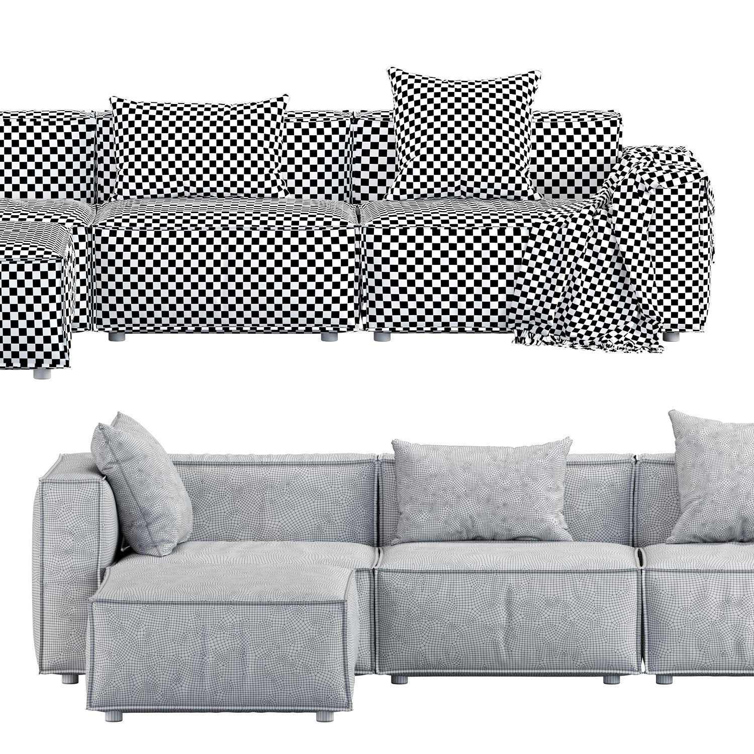 Sofa Plus poufy 3D model_4