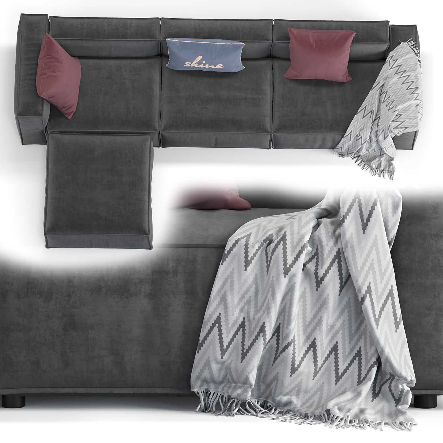 Sofa Plus poufy 3D model_3