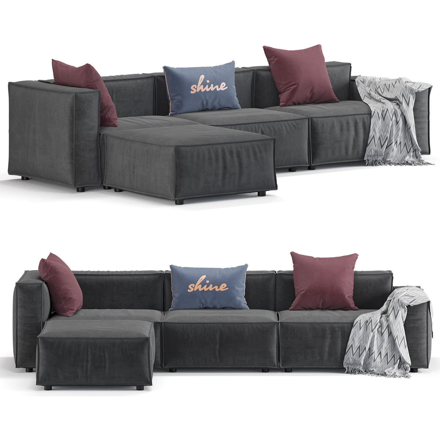 Sofa Plus poufy 3D model_1