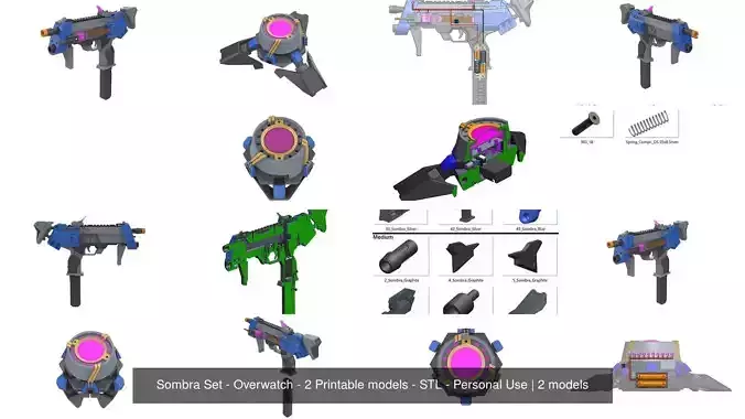 Sombra Set - Overwatch - 2 Printable models - STL - Personal Use 3D Model Collection