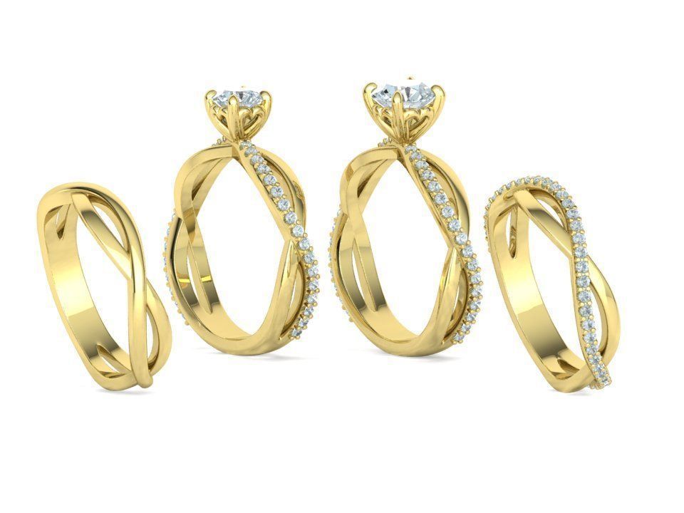 Sofia Jewelry Collection 4 Ring set 3dprint models  _3