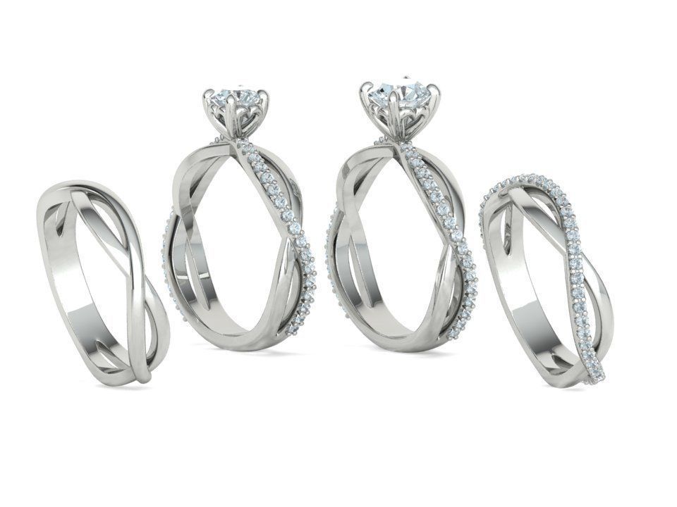 Sofia Jewelry Collection 4 Ring set 3dprint models  _2