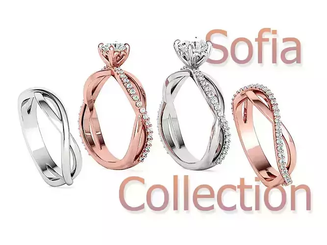 Sofia Jewelry Collection 4 Ring set 3dprint models 