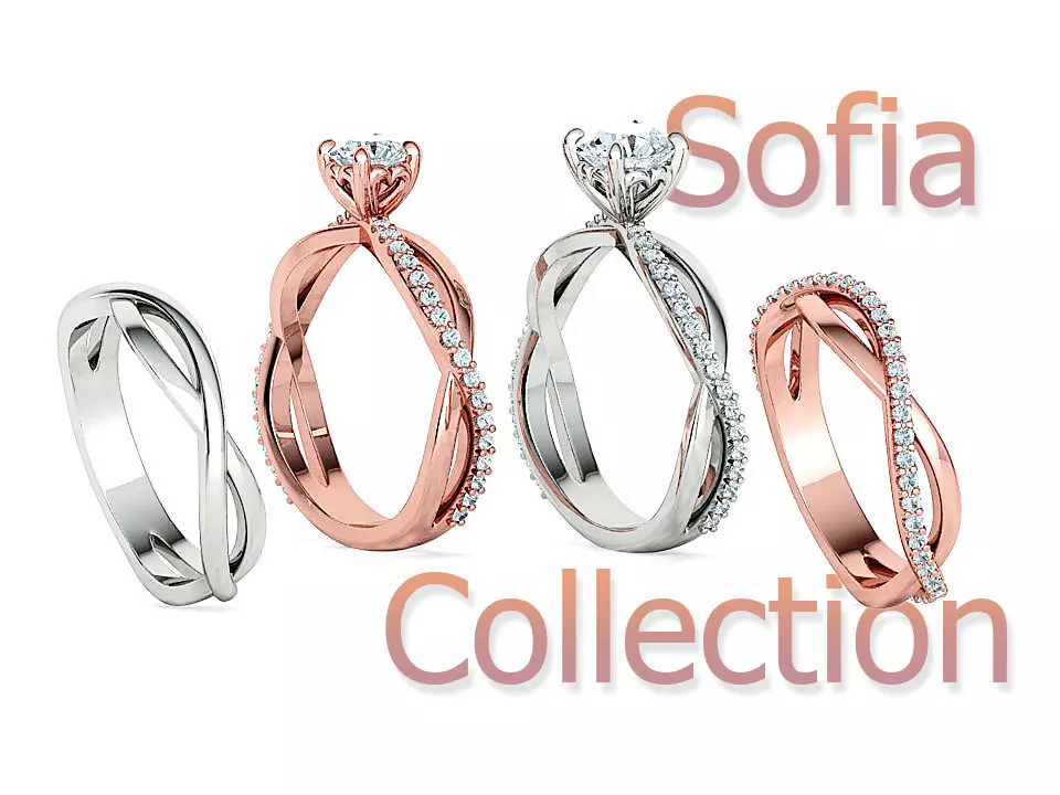 Sofia Jewelry Collection 4 Ring set 3dprint models  _0