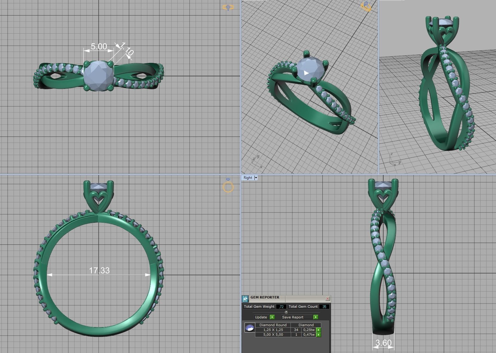 Sofia Jewelry Collection 4 Ring set 3dprint models  _15