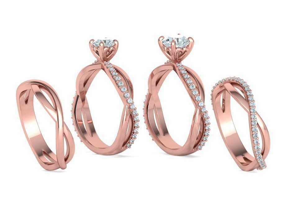 Sofia Jewelry Collection 4 Ring set 3dprint models  _1