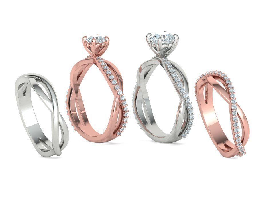 Sofia Jewelry Collection 4 Ring set 3dprint models  _8