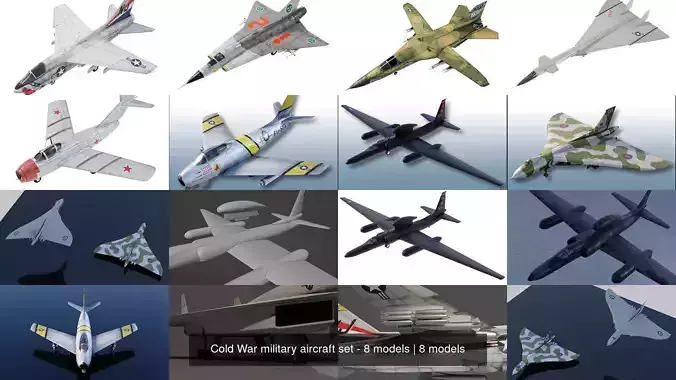 Cold War military aircraft set - 8 models