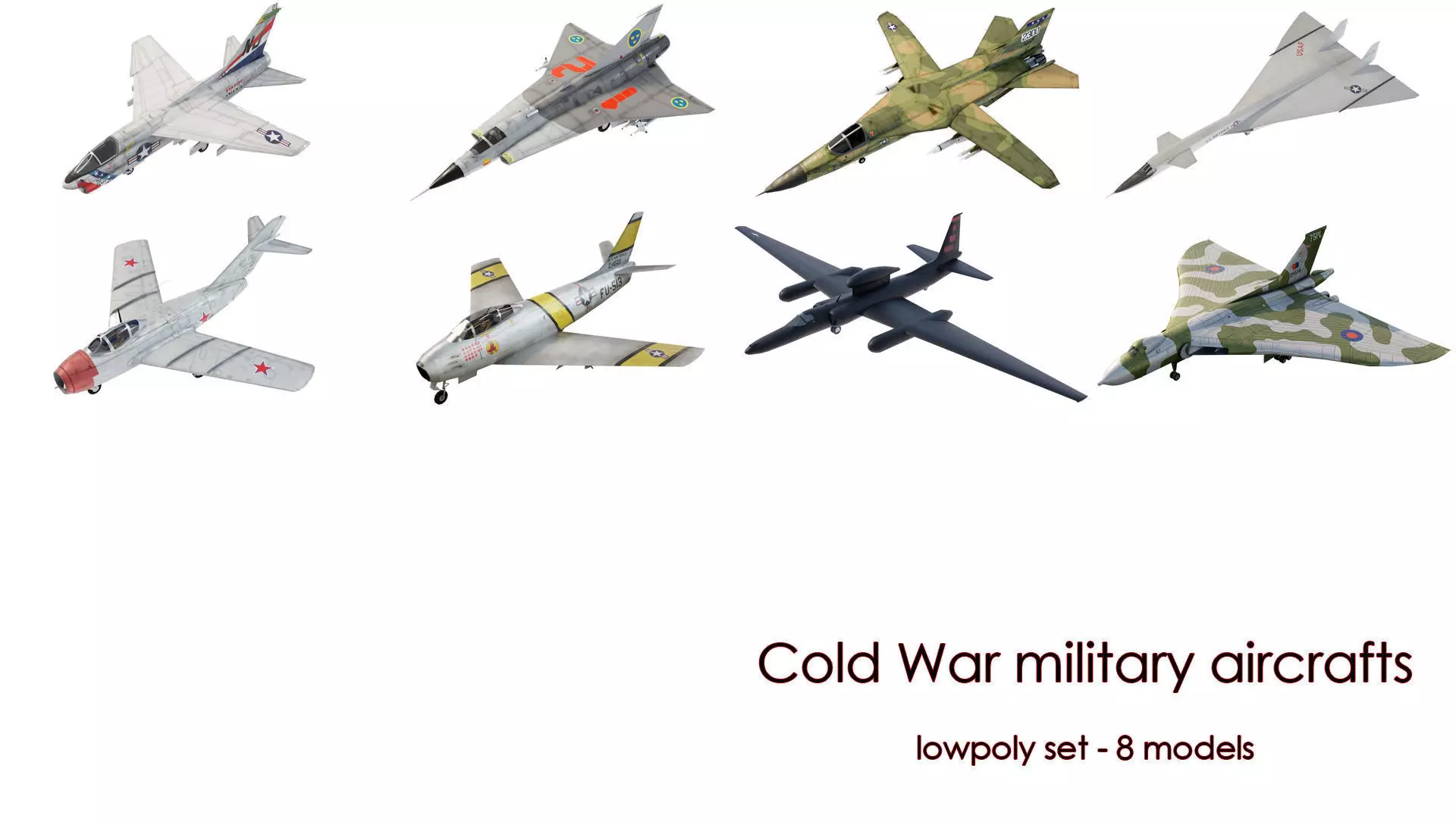 Cold War military aircraft set - 8 models 3D Model Collection_0