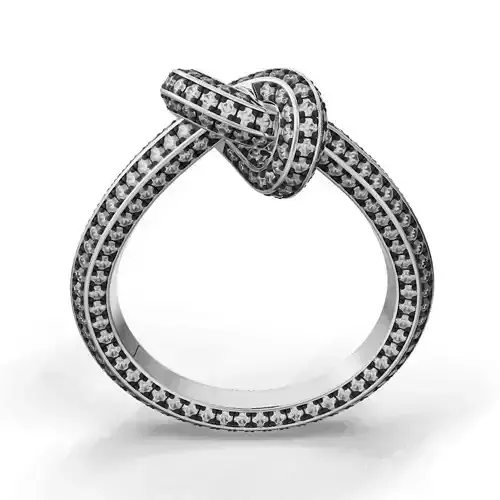 Women Ring Tied in a Knot With Round Stones