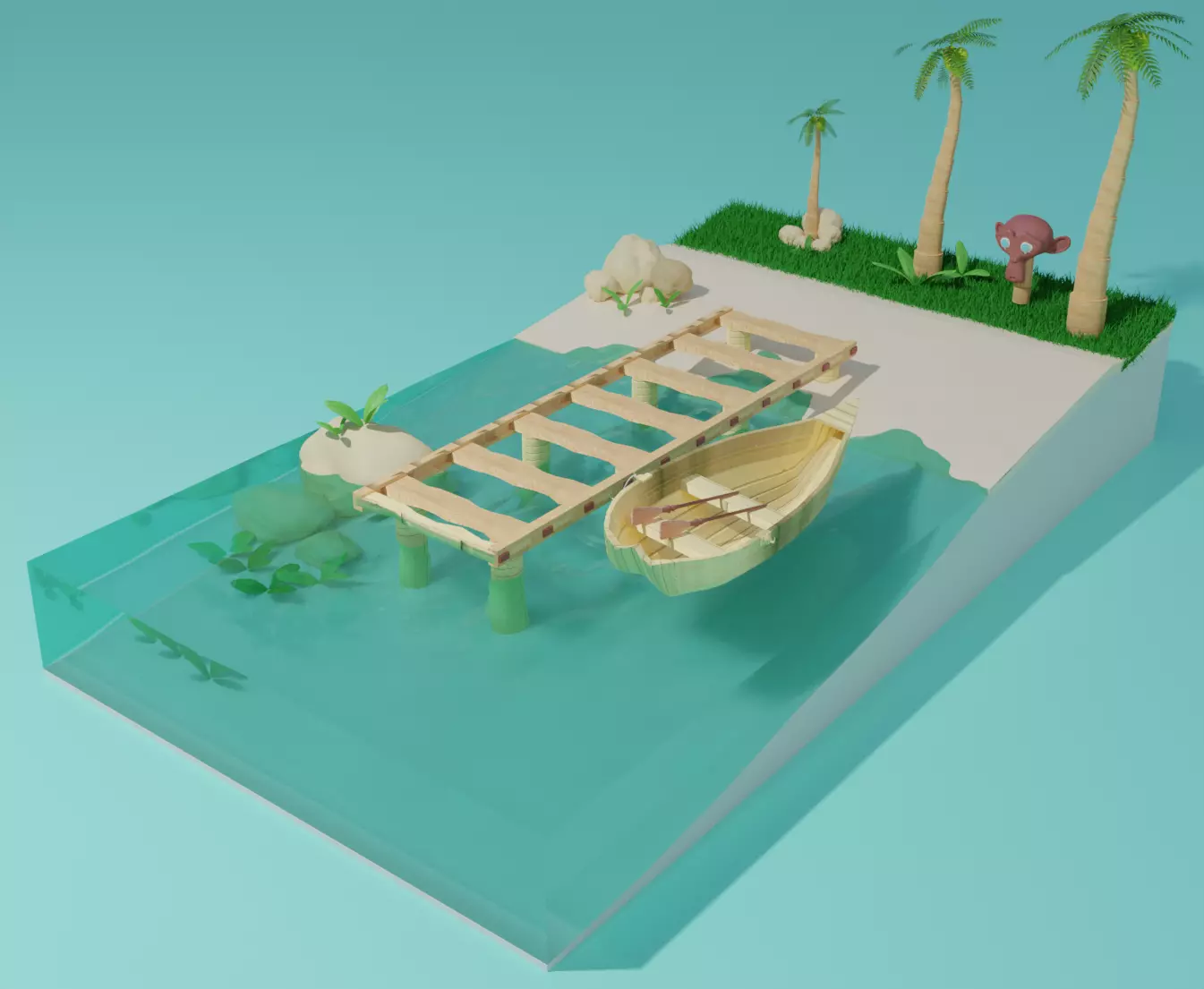 tropical scenery 3D model_0
