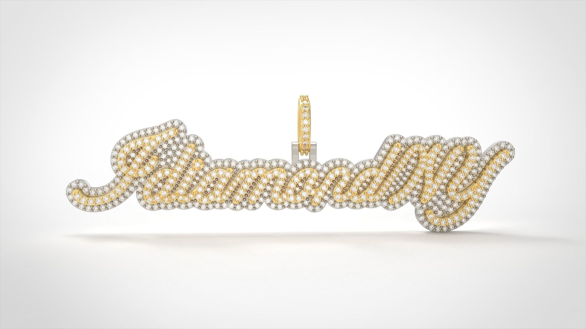 Model 1071 IdiamondNY Name Plate Diamond Pendant  3D print model_1
